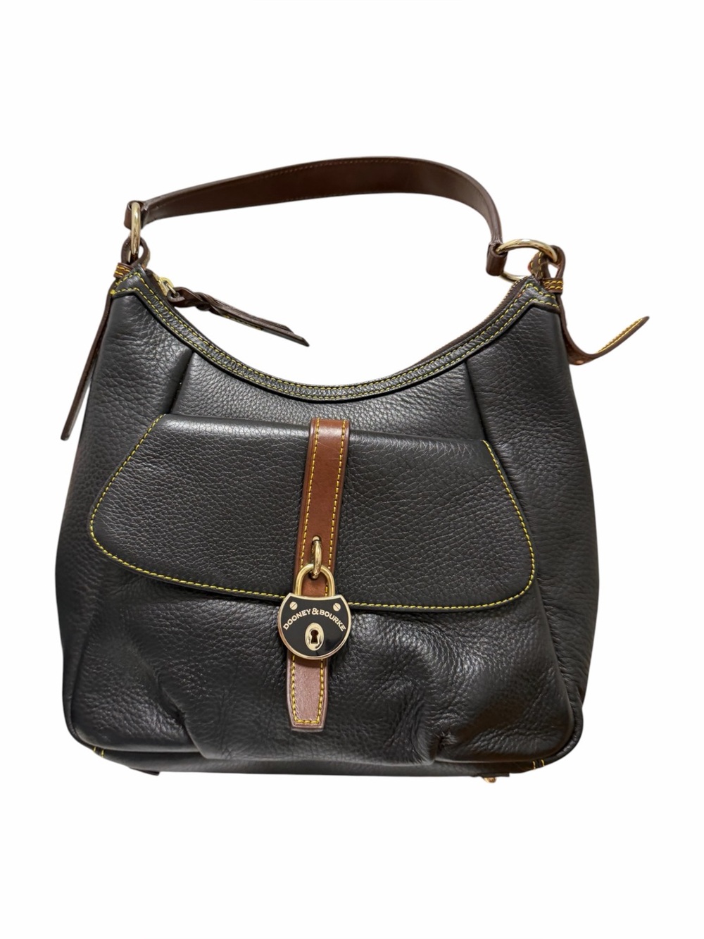 Dooney & Bourke Pebbled Black/Brown Genuine Leather Handbag